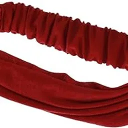 jazzy pearls Womens Cotton Elastic Turban Headwrap Widened Hairband Headwear Burgundy-picture-10