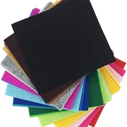 Curious Button Multi-Colour Felt Sheets, 50pcs 4"x4" (10 cm x 10 cm), Pre-Cut for Crafts, Fabric Squares for Patchwork and Sewing image 1