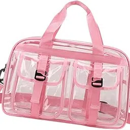FABLOFT PVC Clear Tote Bag Pouch Sports Duffle Bag for Music Festival Outdoor Sports Pink Red-picture-31