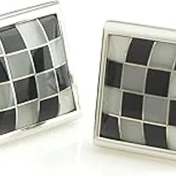 peluche Natural Mother of Pearl Stone (Semi-precious) & Black Onyx Stone Cufflinks for Men-picture-47