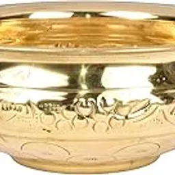 Bhimonee Decor | Pure Brass Hammered Design Urli | 7.5-Inch Decorative Bowl (400 ML) | Traditional Uruli for Living Room & Pooja Décor | Perfect for Festive & Floral Arrangements-image-1
