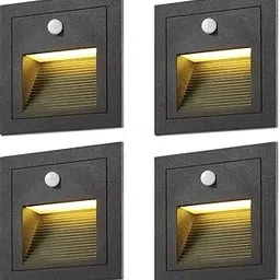 Groeien Pack of 4 LED 3Watt IP65 Grade Waterproof Outdoor/Indoor Conceal Motion Sensor LED Foot Aluminium Wall Light- Warm White (4)-picture-67