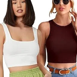 selvia Women's Regular Fit Knitted Sleeveless Lycra Tank Top Combo Pack of 2-picture-65