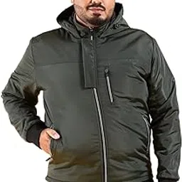 hardsoda by The Indian Garage Co Men Plus Size Regular Fit Solid Detachable Hood Puffer Jacket-picture-44