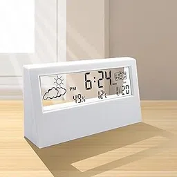 Joyzzz Desk Clock, Digital Alarm Clock with Transparent Modern Design, Temperature, Humidity, Snooze, Aesthetic Home Decor, Office Decor, Battery Operated Table Clock for Bedroom, Office Shelf Etc-image-5