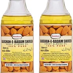 Hamdard RAUGHAN-E-BADAM SHIREEN Sweet Almond Oil for Body, Skin & Hair | 50ml | Natural Almond Oil | Helps Enhance Memory | Helps Relieve Constipation | Helps Build Stronger Muscles | Pack of 2 image 1