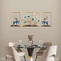 Amazon Brand - Solimo Leaves and Deer Metal Wall Décor | Nature-Inspired Iron Wall Hanging | Sturdy Iron | Wall Hanging | Wall Décor | Easy Installation | 120 x 50 cm | Set of 3-image-55