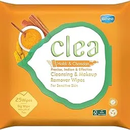 Clea Haldi & Chandan Cleansing Makeup Remover Wet Wipes for Sensitive Skin - Soothes Redness, Anti-Inflammatory, Gentle Makeup Removal - Pack of 4 (25 Wipes Each, Big Wipe Size:- 200mm x 200mm)-picture-36