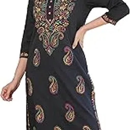 yash gallery Women's Cotton Leaf Printed Straight 3/4 Sleeve Kurta with Pant Set-picture-53