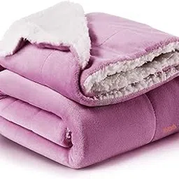 BSB HOME Polyester Micromink Warm Sherpa Super Soft Flannel Solid/Plain Blanket for Winter, Light Pink, Size 145 X 220 Cms (Approx 4.7 X 7 Ft) (Single), 200 tc-image-6