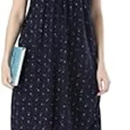 GHUMII Fashion Forever Women's Cotton Printed Sinker Short Nighty Knee Length | Lightweight Nightdress | Night Frock Dress | Nighty Cotton | Nightdress for Girls (Blue)-picture-56