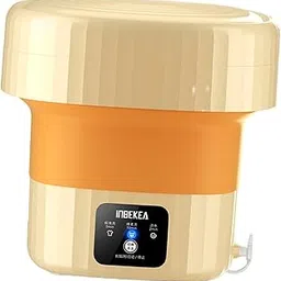 Foldable Mini Washing Machine Silent Small Washer for Laundry Travel Camping Yellow-image-97