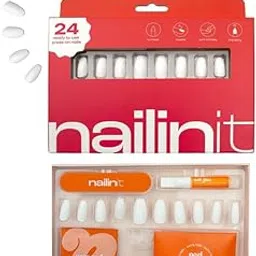 Nailinit Stick-On Nails | 24 Reusable Press-On Nails with Easy Glue Tabs | Matte White Finish | Quick & Durable DIY Manicure | Unbreakable & Comfortable False Nails Set | Adulting-picture-55