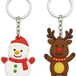 mushti Cute Christmas Keyrings Set – Snowman, Santa, Snowflaks, Santa Shoes & Reindeer Design | PVC Rubber Keychains for Gifts, Bags, Keys, Return Gifts & Christmas Decorations (Pack of 2)-picture-10