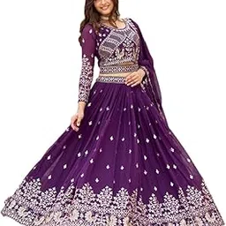 fashobazzar Foux Georgette Embroidery Work || Full-Stitched Lehenga Choli For Women with Dupatta-picture-43