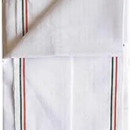 Special Soft Cotton Khadi Towel/Gamcha with Tiranga Strip (White) image 1
