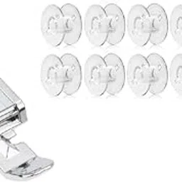 Zenith 10 pc Plastic Bobbins & Zipper Pressure Foot for All Domestic Automatic Sewing Machine Like Usha janome Singer, Embroidery Machines. White Steel (Zipper + 10 Plastic Bobbins) image 1