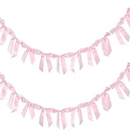 HASTHIP® 2 Strings of 18PCS Pink Bow Garlands Banner Decoration,Pre-Strung Satin Ribbon Ornaments for Birthday,Bachelorette Party,Bridal Shower, Wedding,Engagement,Baby Shower, Graduation Deco-picture-37