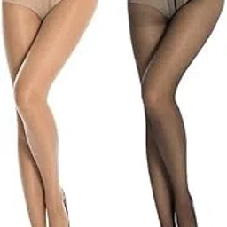 rapid Stretchable High Waist Full Length Transparent Pantyhose Stockings for Women and Girls, Combo Black and Skin ; Free Size-picture-37