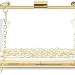 inovera (label) Girls Transparent Evening Hand Clutch Women Party Wedding Purse Bag With Chain Strap-picture-13
