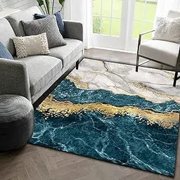 RUGROZ Chennile Printed Anti Skid Machine Washable Carpet and Rugs for Kids Room, Living Room, Bedroom, Dining Area, (Teal Green (4x6 Feet))-picture-16