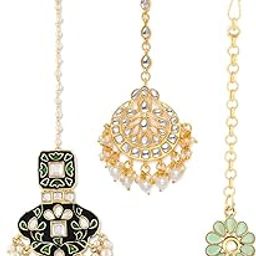 zaveri pearls Combo of 3 Gold Tone Kundan Maangtikka For Women-ZPFK13101-picture-12