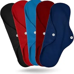 SIZI Reusable Cloth Period Pads for Heavy Flow Leakproof Overnight Protects,Large Sanitary Pads Set with Wings for Women,Washable Cloth Panty Liners Period Pads (Pack of 5 Cloth Pads)-image-4