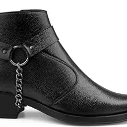 yuvrato baxi Men's 5-6 CM Block Heel Height Increasing Faux Leather Material, Silver Chain Casual Formal Slipon Outdoor Ankle Boot-picture-25