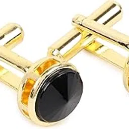 alcove...refine your image Mens Black Stone Studded Golden Cufflinks for Shirts and Blazers-picture-50