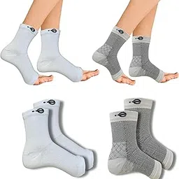 Ecosync Open Toe Bamboo Cotton Neuropathy Compression Socks Combo Pack (White + Spotted White) : Unisex, Breathable, Seamless, Anti-Bacterial, Hydration Wicking, Diabetic Pain Relief, Combo Pack (White + Spotted White)-picture-38