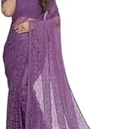 Saree for Women – Fancy Party look Saree with Unstitched Blouse-Designer Purple Saree6-picture-31