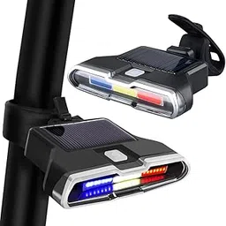 proberos Proberos® LED Cycle Llights for Bicycle, Solar Powered&USB Rechargeable Bike Safety Light 3-Color Warning with 7 Lighting Modes, Waterproof Tail Outdoor Riding Under Saddle-picture-32