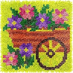Yglnden Latch Hook Kits for Kids,DIY Rug Crafts Flower Bicycle Pattern Color Printed Canvas,Latch Hook Kits for Beginners Handmade Needlework Crafts Home Decoration,12"x12"-picture-12