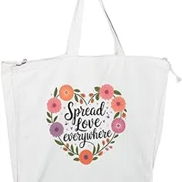 durakraft Cotton Canvas Tote Bags With Zip for Women - Ideal for painting,office, college etc,-picture-48