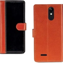 Pinaaki Enterprises LG K9 Case | Premium Leather Finish | with Card Pockets | Wallet Stand |Complete Protection Cover for LG K9 - Camel and Black-picture-60