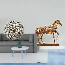 TRENDIVIBE Rustic Metal Horse Wall Sculpture Art Decorations Wrought Iron Animal Statue Plaque 3D Hanging Pendants Engraved Resin Figurines for Office Living Room Home Decor-image-27