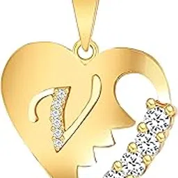 kanak jewels Broken Heart letter V Fashion Jewellery Valentine Gift Alphabet Heart Chain Necklace pendant for girls women men boys girlfriend Jewellery Gold-plated Cubic Zirconia Alloy Brass Pendant-picture-11
