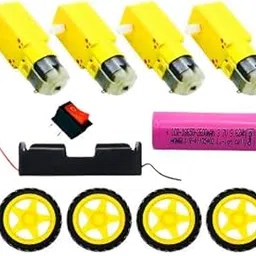 SP Electron 4 Pcs 3-6V Dual Shaft Geared Motor with 4 Pcs 67mm Plastic Toy Car Wheel & 1 Pcs Single Cell 18650 Battery Holder, 1 Pcs 2600 Mah Lithium Battery with 2 Pin Switch for Smart RC Car Robot-picture-39