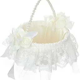 VELURA Wedding Flower Basket Romantic for Special Occasions Church Wedding Ceremony|1 Piece Flower Girl Basket|Ring Pillows & Flower Baskets| Wedding Supplies |Home & Garden-image-9