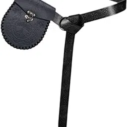 2 Pieces Medieval Vintage Belt Bag Set for Festival Themed Parties Halloween Black-image-75