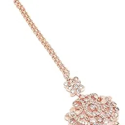 karatcart Rose Gold-Plated Handcrafted Cubic Zirconia Studded Maangtikka for Women-picture-53