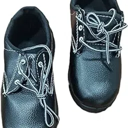safetify Arrow Genuine Breathable Buff Grain Leather Safety Shoe with Breathable Lining and Durability Size 6 Black-picture-11