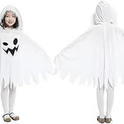shanti fancy creation Kids Halloween Ghost Face Costume, White Spooky Party Accessories, Indoor Holiday Decor image 1