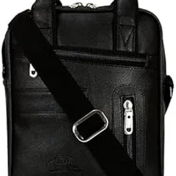 Sling Bag for Men PU Leather Messenger Cross Body Travel Office One Side Chest Shoulder Bag for Men & Women -Black-image-96