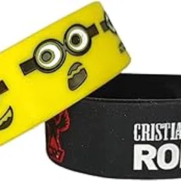 Mini-on yellow Silicone and C R 7 black Wrist Band for Men and Boys Boys & Girls Wrist Band (Yellow, Pack of 2)-image-11