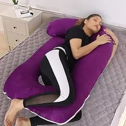 Microfiber Feeling J-Shape Pregnancy Pillow for Sleeping – Full Body Maternity Support for Back, HIPS, Legs & Belly – Ultra-Soft Microfiber Filled with Removable Washable Velvet Cover (Wine)-image-23