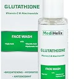 MediHelix Glutathione Facewash for Glowing & Brightening Skin 100ml | Remove Dark Spots, Acne Marks & Pigmentation | Enriched with L-Glutathione, Vitamin C & B5, Niacinamide, Hyaluronic Acid for All Skin Types | Face Wash for Woman & Man-picture-46
