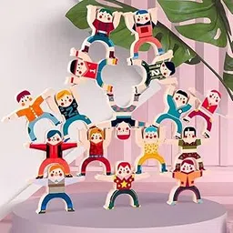 RainDrops Wooden man builder Montessori Toys for 3+|Stacking & Balancing Acrobats circus|Building and balancing Human Tower|Interlocking pyramid Set|Clown balance|Acrobatics & Tumbling|Gymnastic prami-image-43