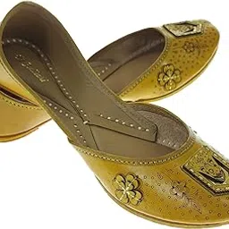 fulkari Women's 3D Dulhan Gold Zarriwork Genuine Soft Leather Jutis | Bite and Pinch Free Juttis | Punjabi Jutti | Girl's Office Flat Ladies Mojari | dailywear Ethnic Juti |-picture-14