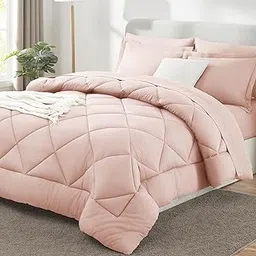 Opulence Bedding All-Season Ultra Soft 500 GSM Cal-King Size 5pcs Comforter Set (Comforter + 4 Pillow Case) Pink-picture-46